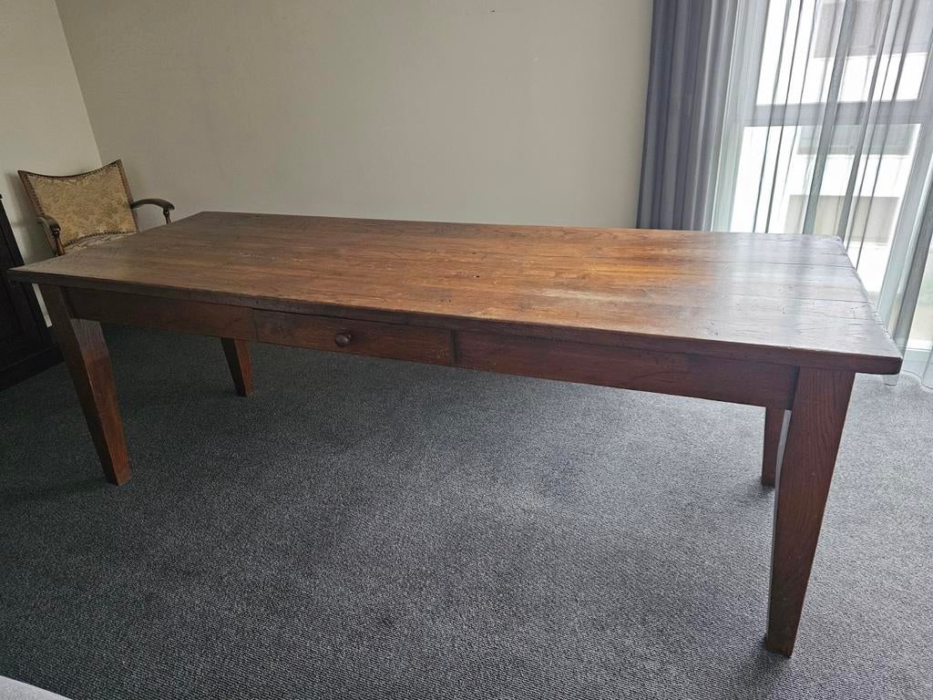 Robuuste eikenhouten tafel 80 x 220 cm, Antiek en Kunst, Antiek | Meubels | Tafels, Ophalen