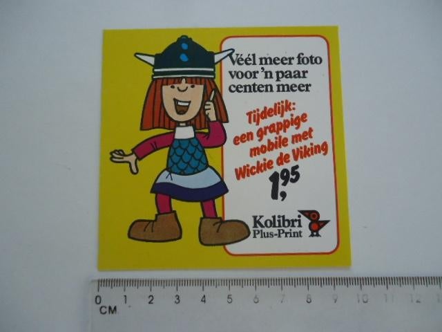 sticker oud Wickie de Viking tv televisie jaren 70 strip, Verzamelen, Stickers, Verzenden, Zo goed als nieuw, Bedrijf of Vereniging