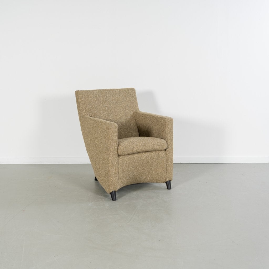 2x Leolux Dolcinea Fauteuil Beige Stof Gemêleerd - Zwart, Huis en Inrichting, Fauteuils, Zo goed als nieuw, Hout, Stof, 50 tot 75 cm