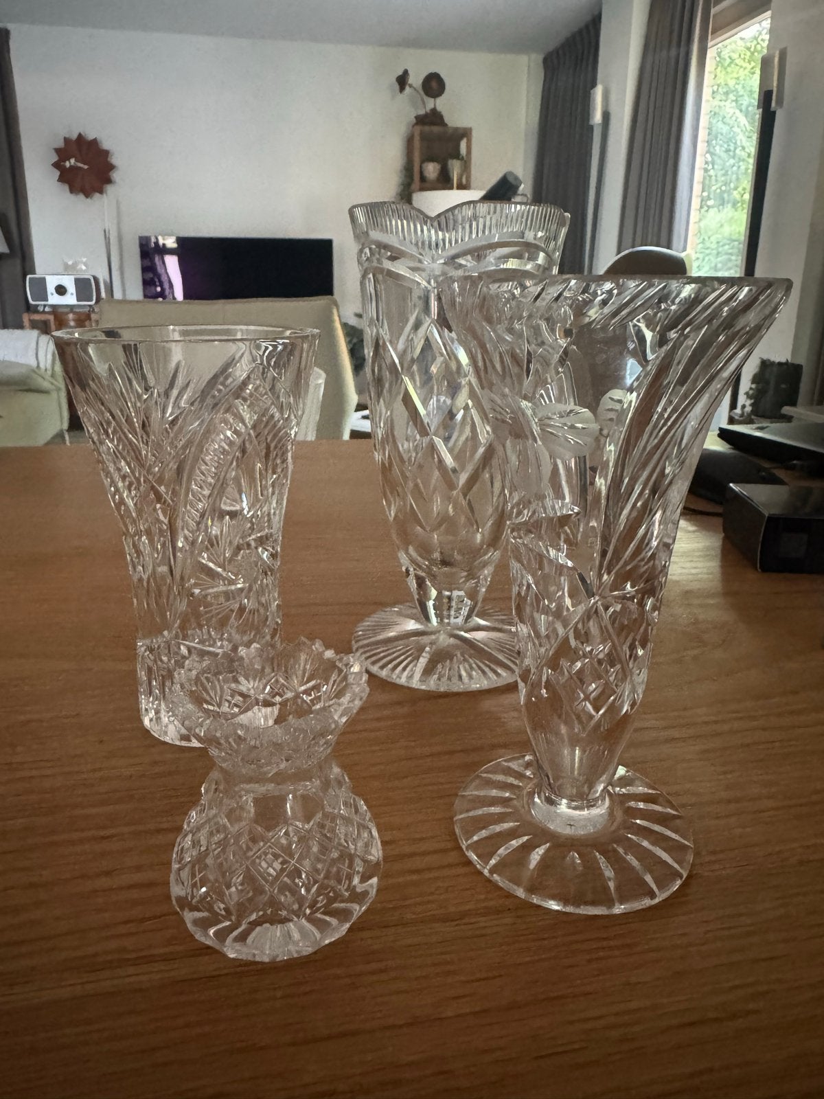 4 Kristallen Vazen Set 25 euro, Ophalen of Verzenden