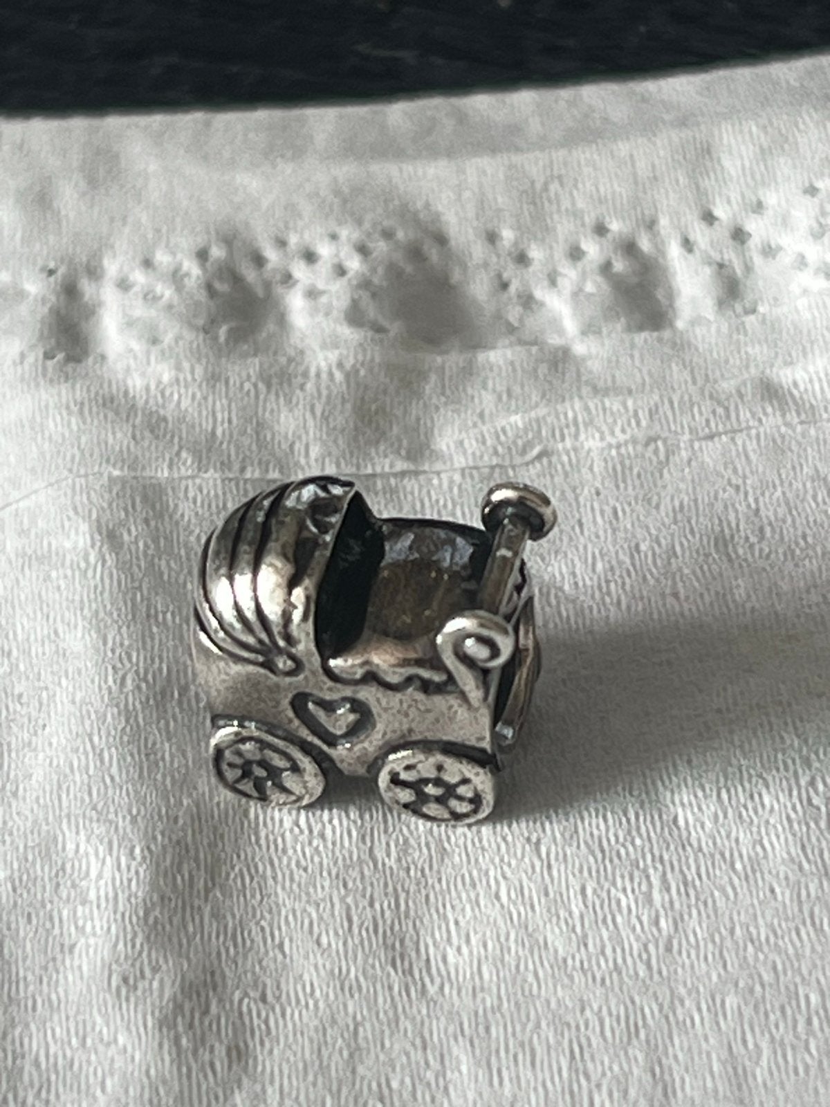 Pandora originele ale zilveren kinderwagen bedel, Gebruikt, Verzenden, Pandora, 1 bedel