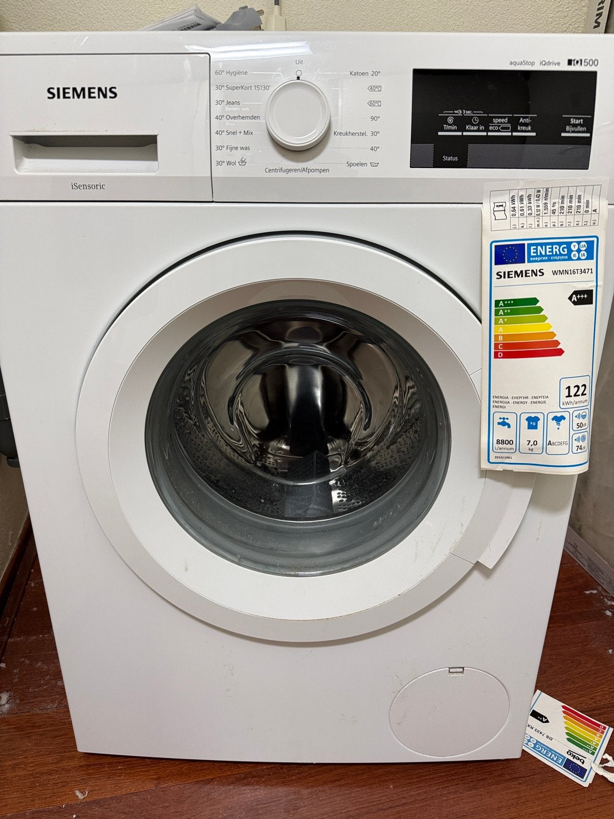 Wasmachine Siemens 7 kg IQ500, Ophalen, Gebruikt, Voorlader, 85 tot 90 cm