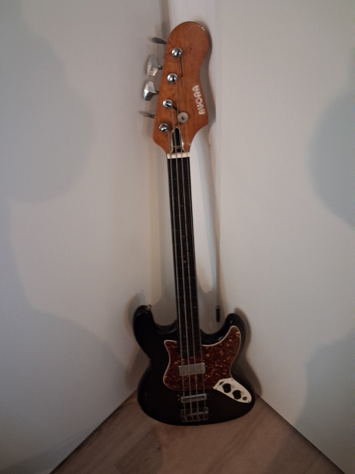 Vintage Avora Fretloze Basgitaar - Zwart, Ophalen of Verzenden, Gebruikt