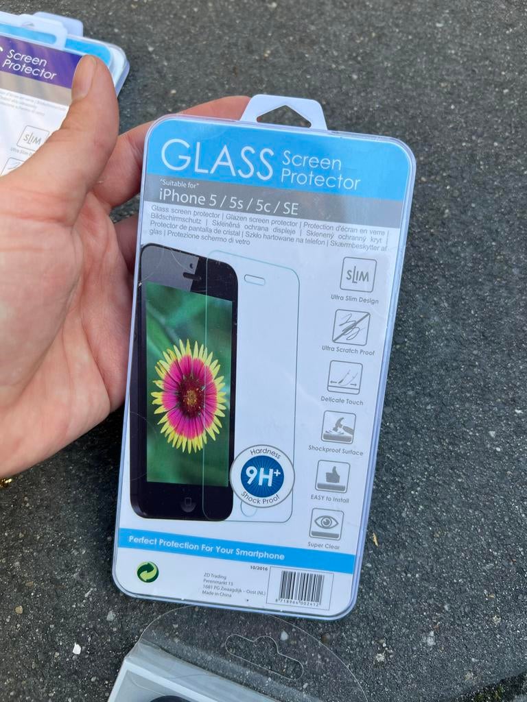 Screenprotector iPhone 5/5s/5c/SE - Glas 9H+ Schokbestendig, IPhone 5, Krasbestendig, Nieuw, Ophalen of Verzenden