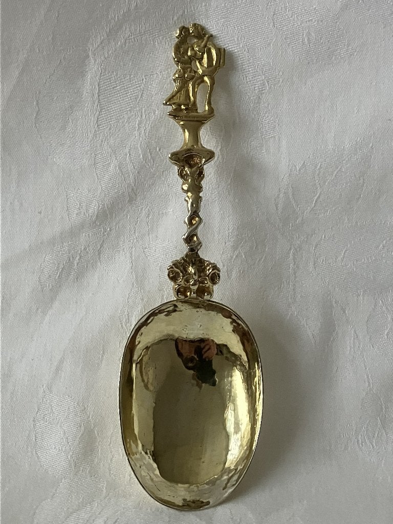 Antieke verguld zilveren gelegenheidslepel De Gerechtigheid, Antiek en Kunst, Verzenden, Zilver