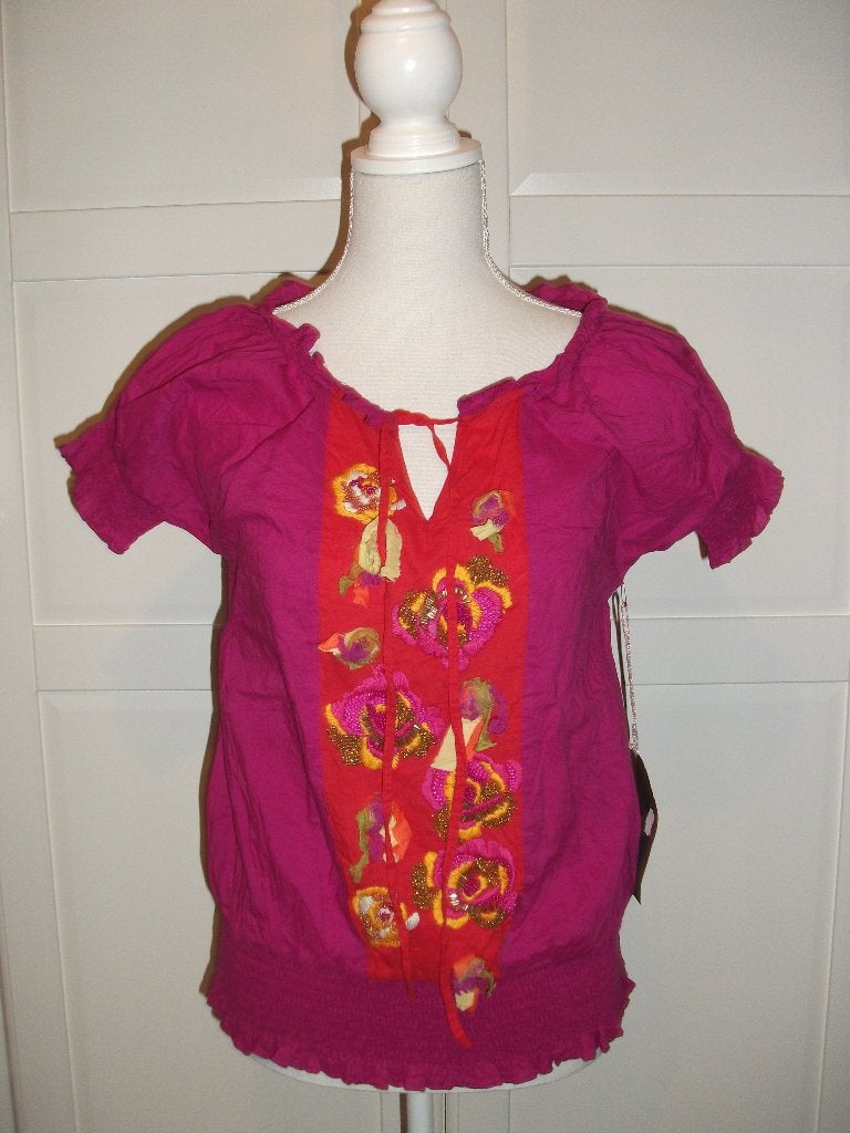 Moksha nieuwe cyclaam roze ibiza kraaltjes blouse top L, Kleding | Dames, Blouses en Tunieken, Maat 42/44 (L), Ophalen of Verzenden