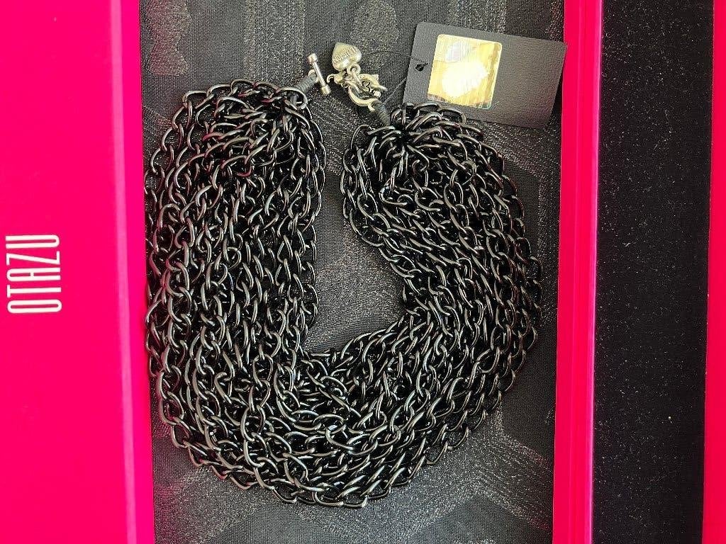 NIEUW OTAZU stoere schakelketting strengen BLACK rock kort, Verzenden, Nieuw, Zwart, Overige materialen