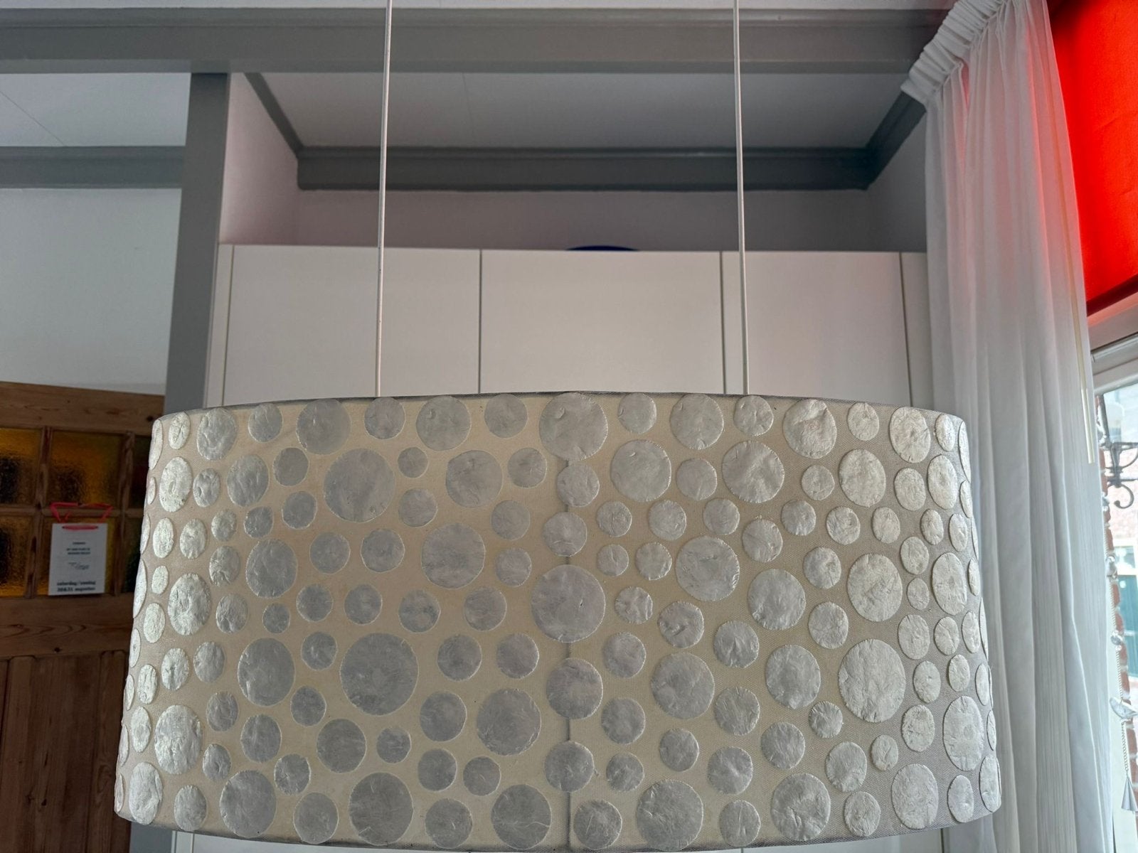 Ovale hanglamp met Capiz schelpen, Ophalen, Gebruikt, Natuurlijk materiaal
