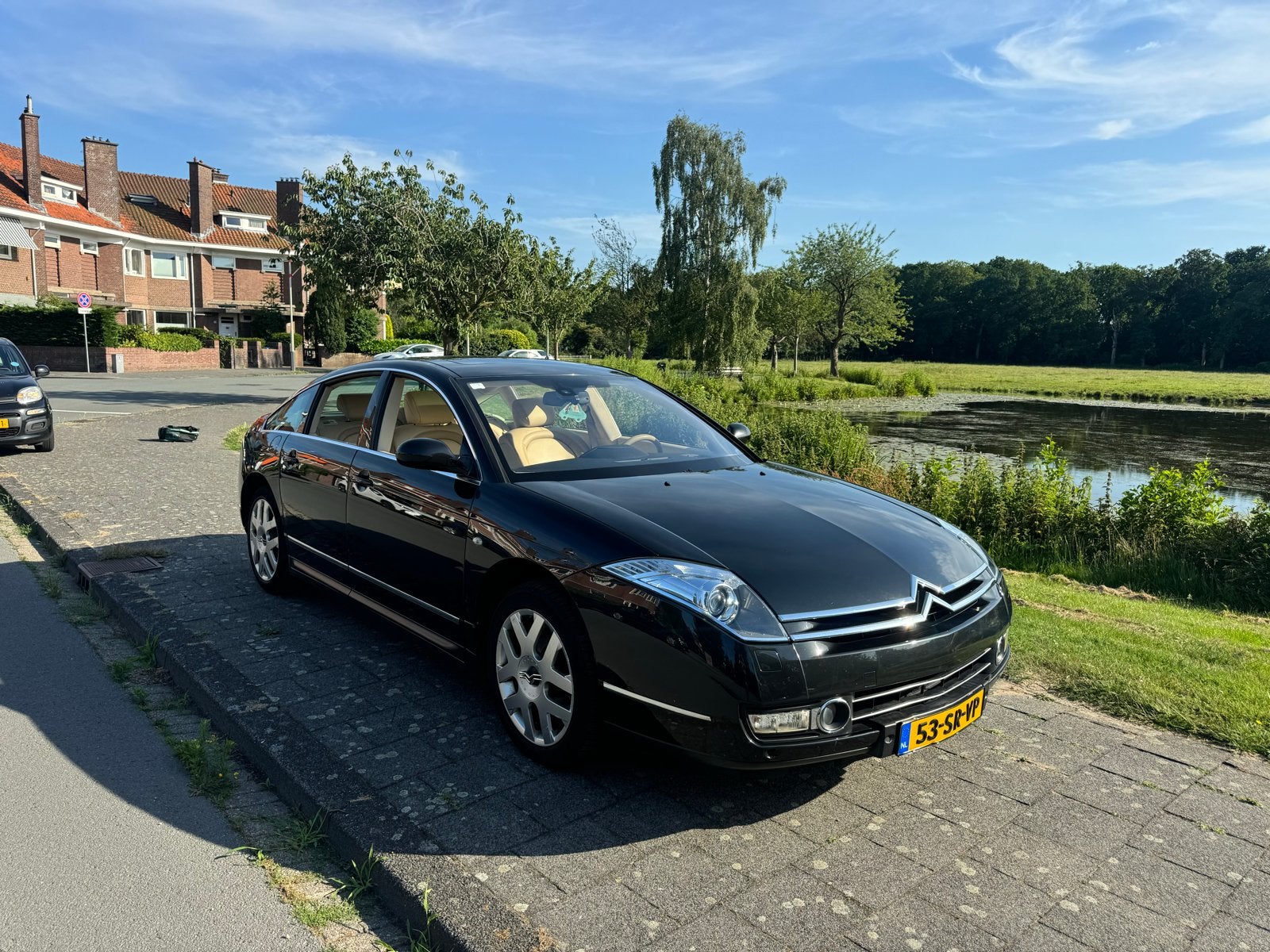 Citroën C6 3.0 V6 24V AUT 2006 Zwart, Auto's, Citroën, Beige, C6, 2946 cc, Open dak