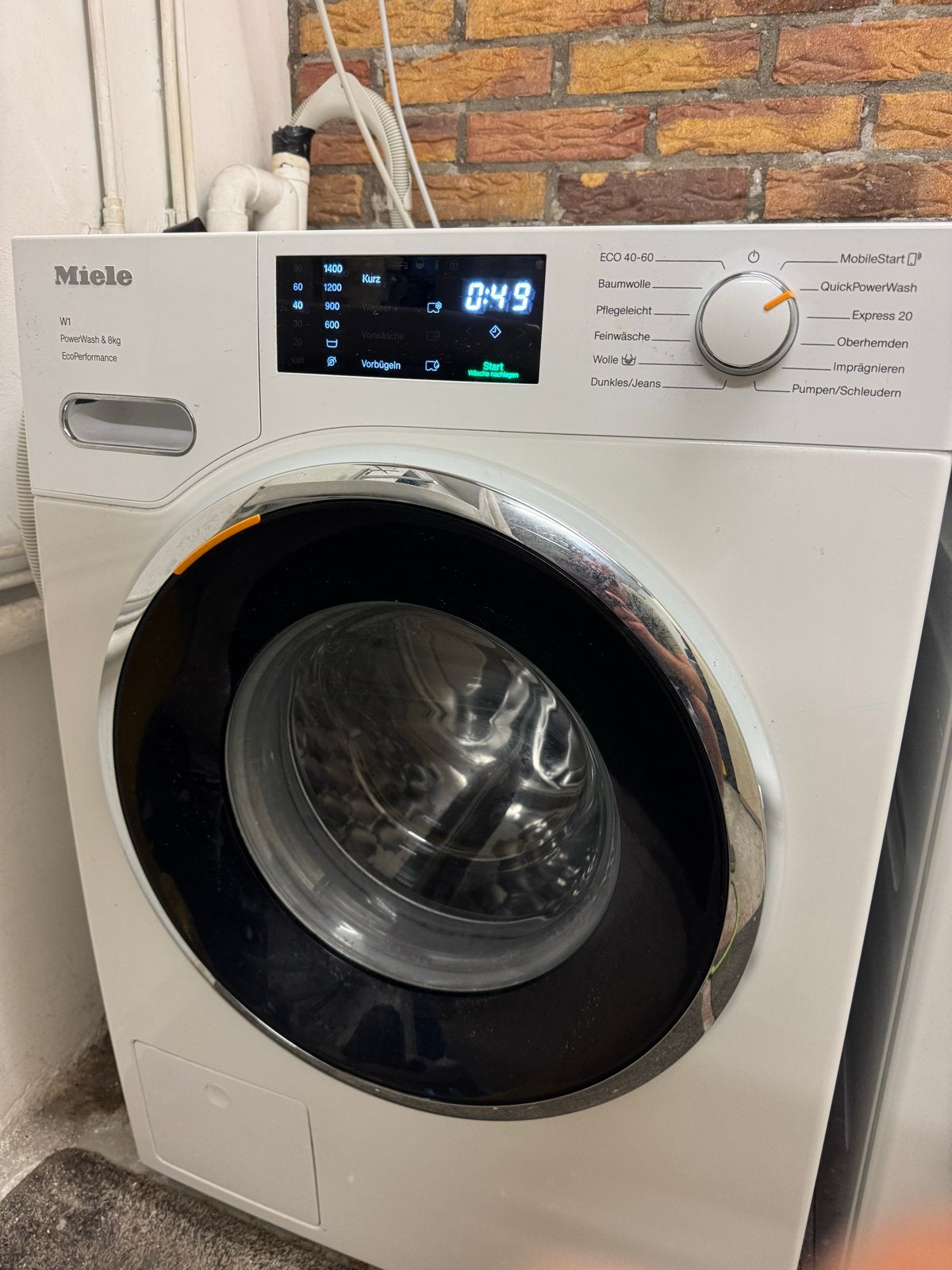 Miele W1 Wasmachine 8kg EcoPerformance, Ophalen, 1200 tot 1600 toeren, 8 tot 10 kg, Zo goed als nieuw