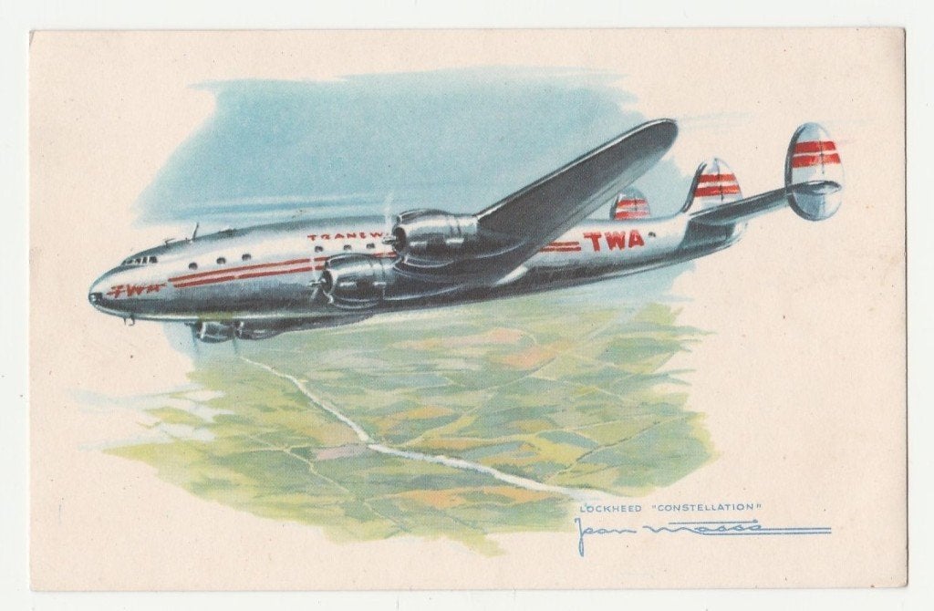 Luchtvaart.  Lockheed Constellation.  Illustrateurs., Verzenden, 1940 tot 1960, Ongelopen, Overige thema's