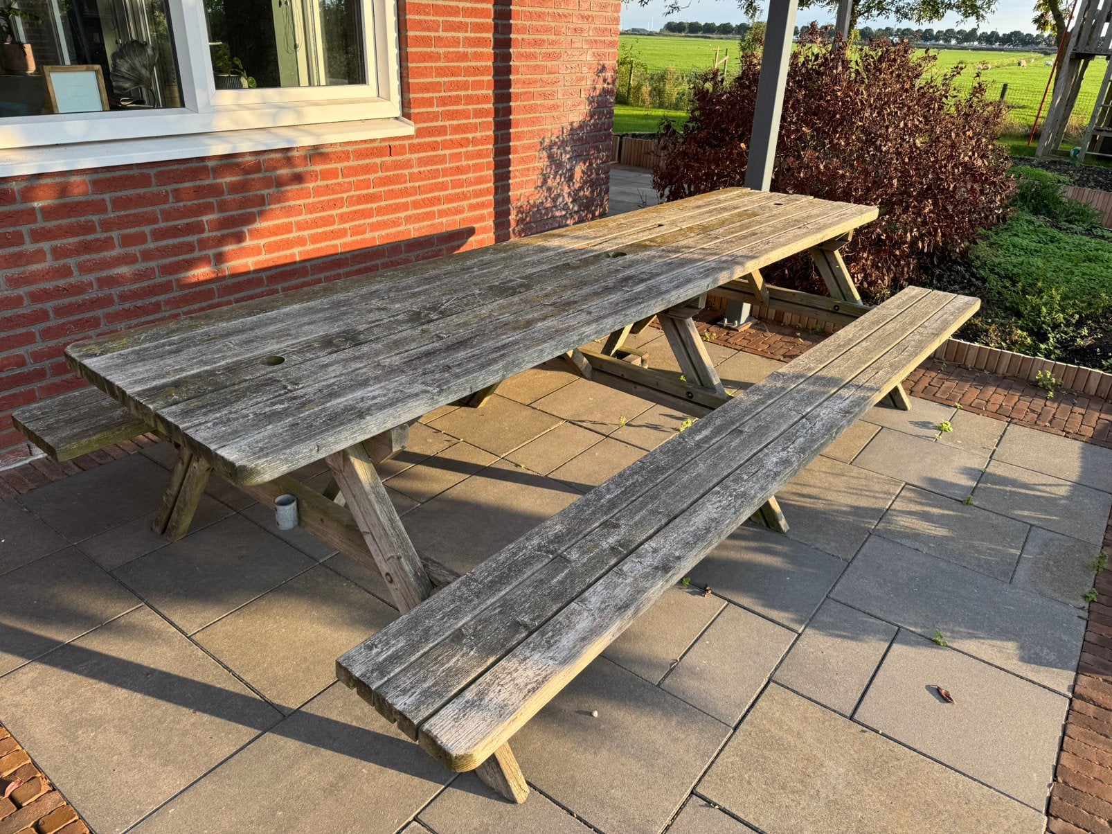 Picknicktafel, Ophalen, Gebruikt, Rechthoekig, Hout