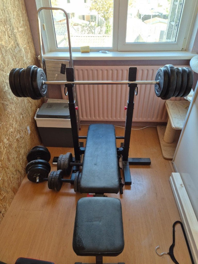 Kracht apparatuur - Pull up bar en Benchpress, Ophalen, Gebruikt, Krachtstation, Metaal