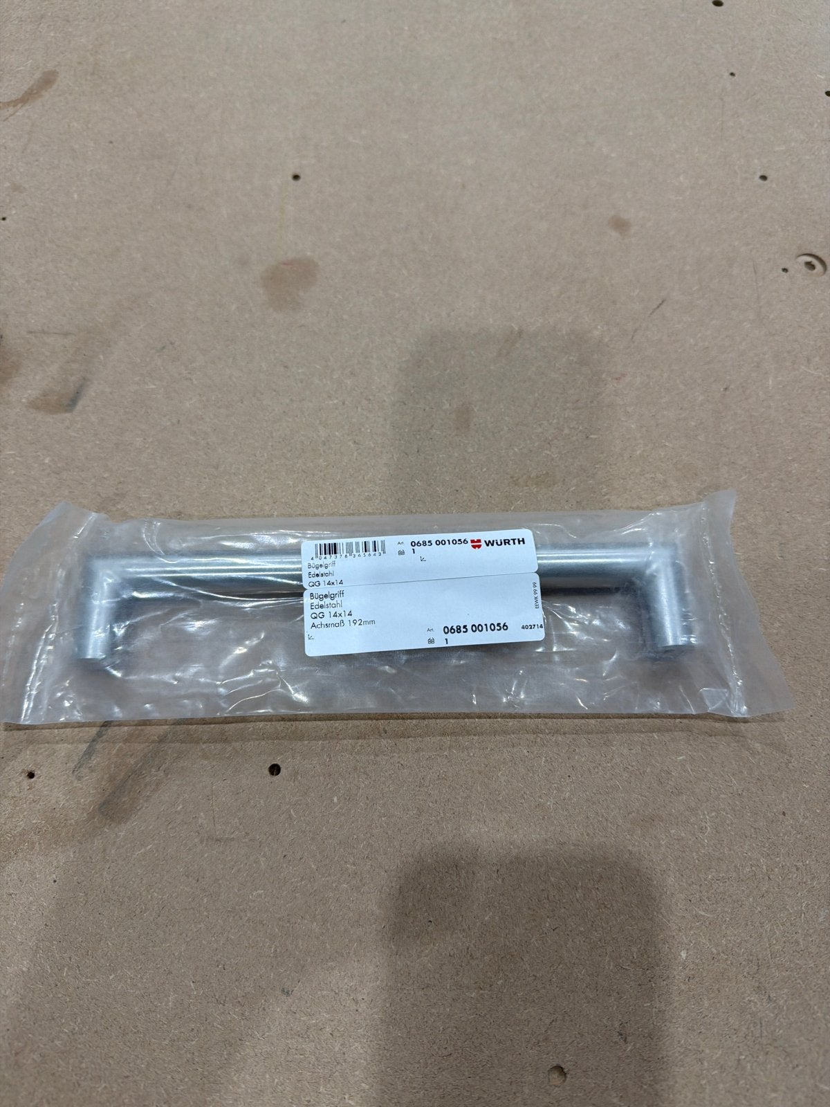 Wurth beugelgreep, RVS 14x14 Achsmaß 192mm, 100 tot 250 mm, Overige typen, Nieuw, Ophalen of Verzenden