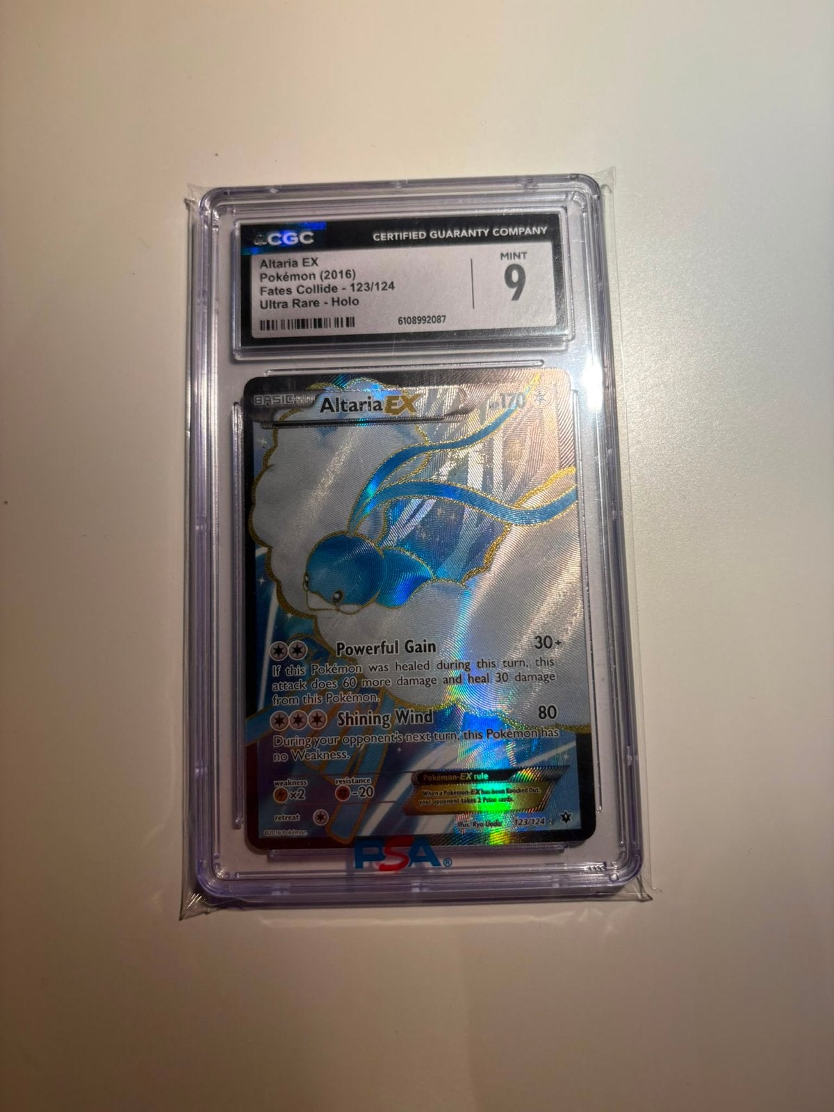 Altaria EX 123/124 Fates Collide CGC 9 Mint Pokémon Kaart, Ophalen of Verzenden, Zo goed als nieuw, Losse kaart, Foil