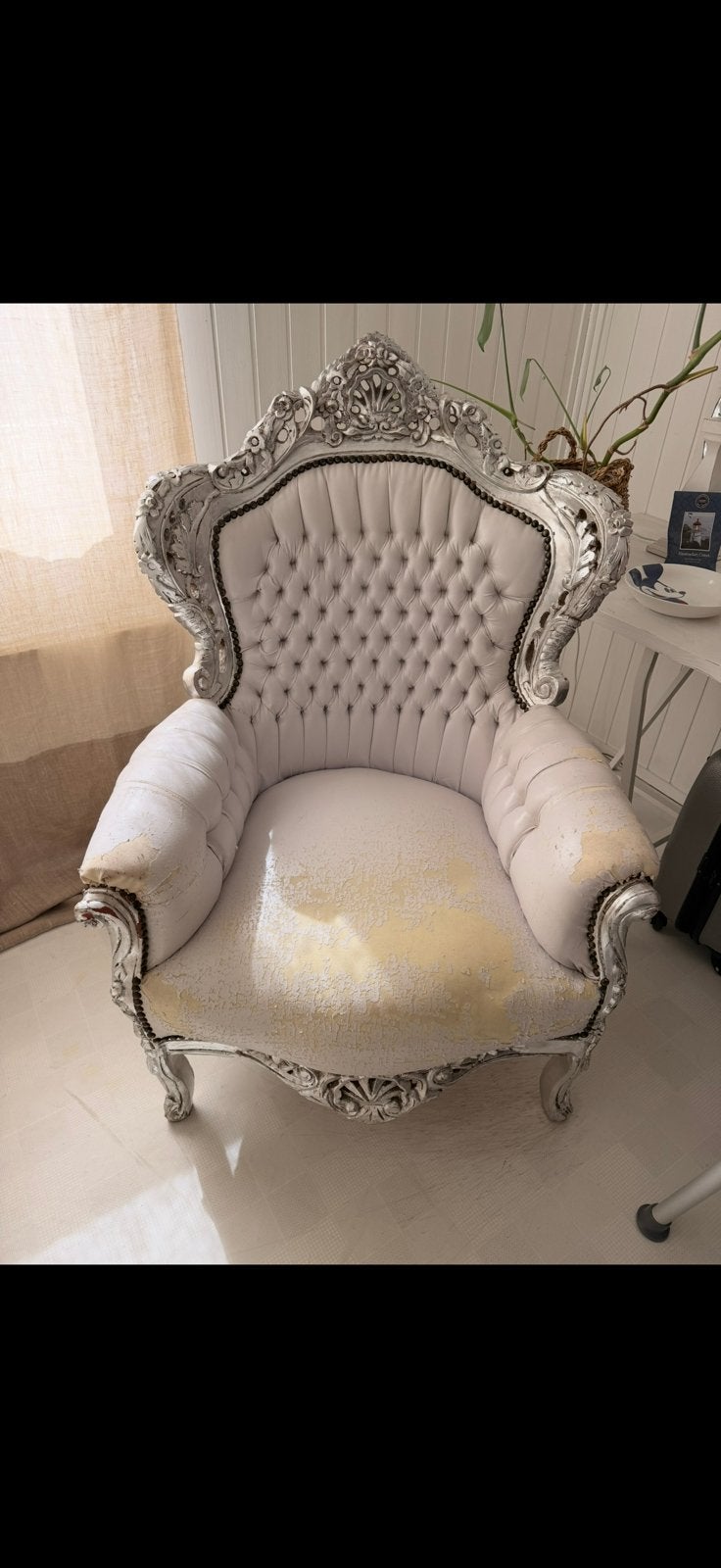 Barok fauteuil wit zilver, Ophalen of Verzenden