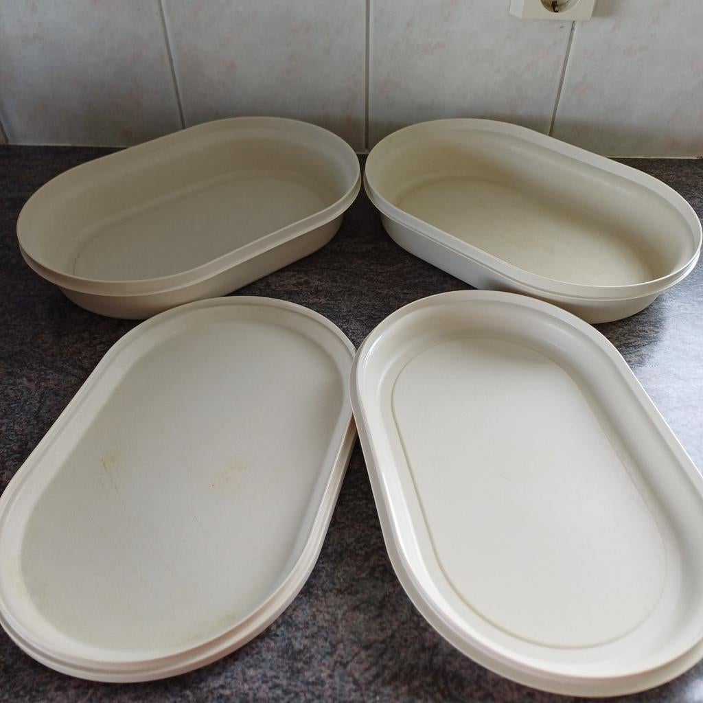 Retro/vintage tupperware (salade) schalen. Crème kleurig., Ophalen of Verzenden, Gebruikt, Crème, Schaal