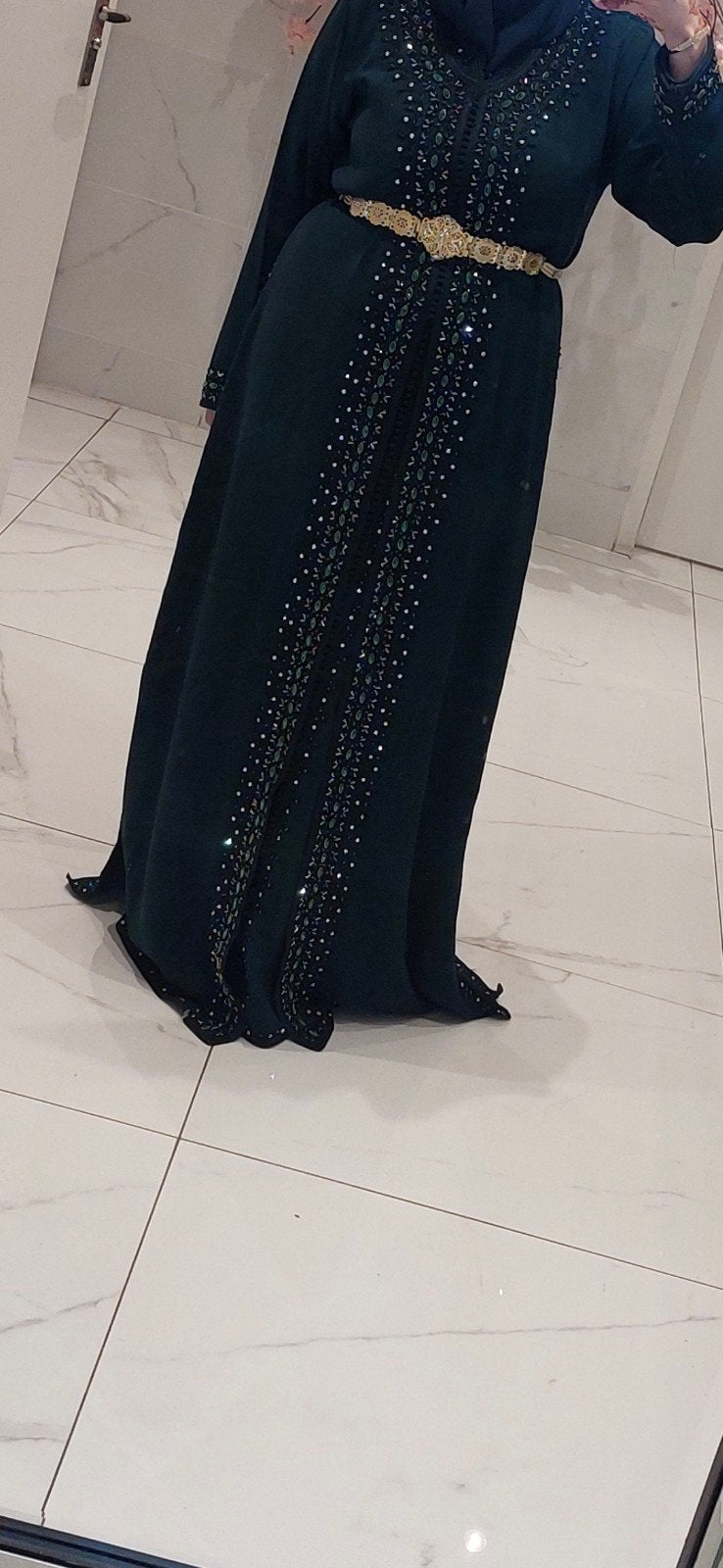 Marokkaanse jurk takshita caftan, Ophalen of Verzenden, Zo goed als nieuw, Groen, Overige typen