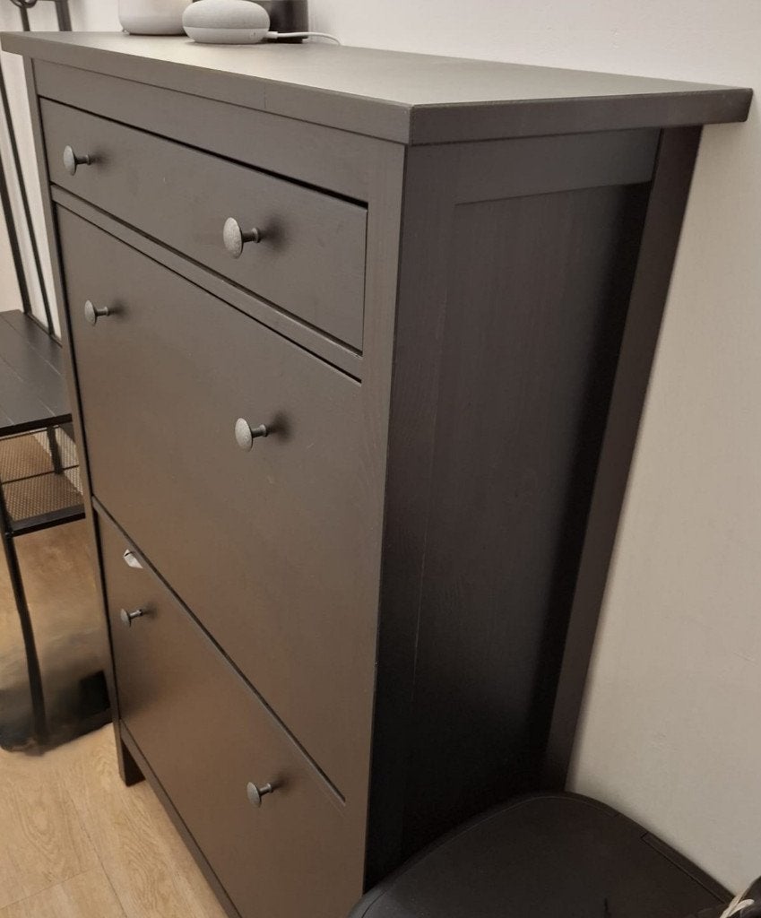 Schoenenkast 2 vakken HEMNES, Huis en Inrichting, Ophalen, Zo goed als nieuw, Modern strak zwart