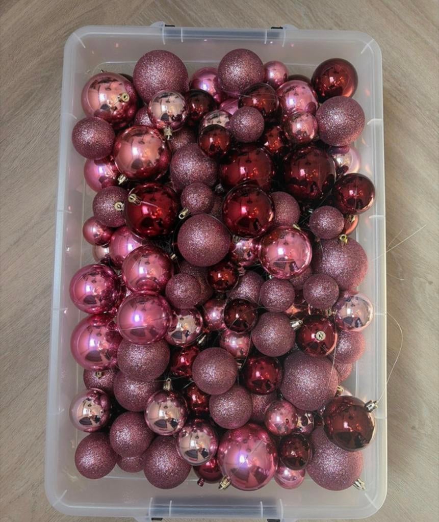 Kerstballen roze, Ophalen of Verzenden, Zo goed als nieuw