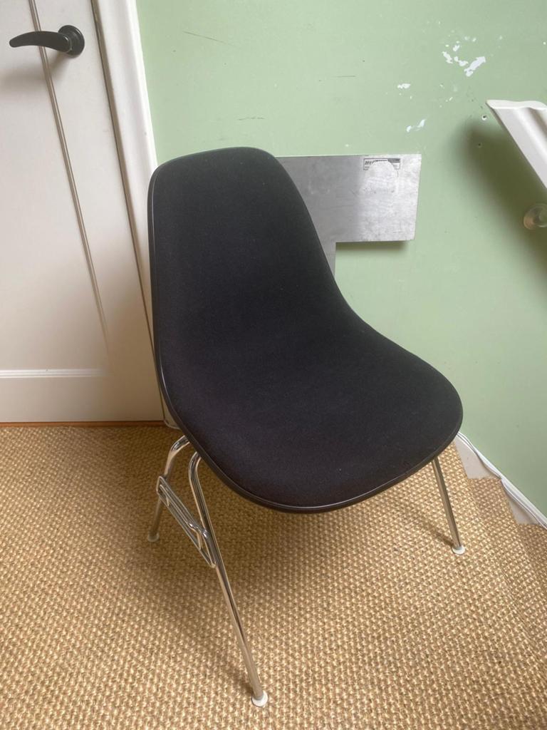 Eames DSS Stoel - Herman Miller - Fibreglass & Hopsak, Gebruikt, Stof, Drie, Zwart