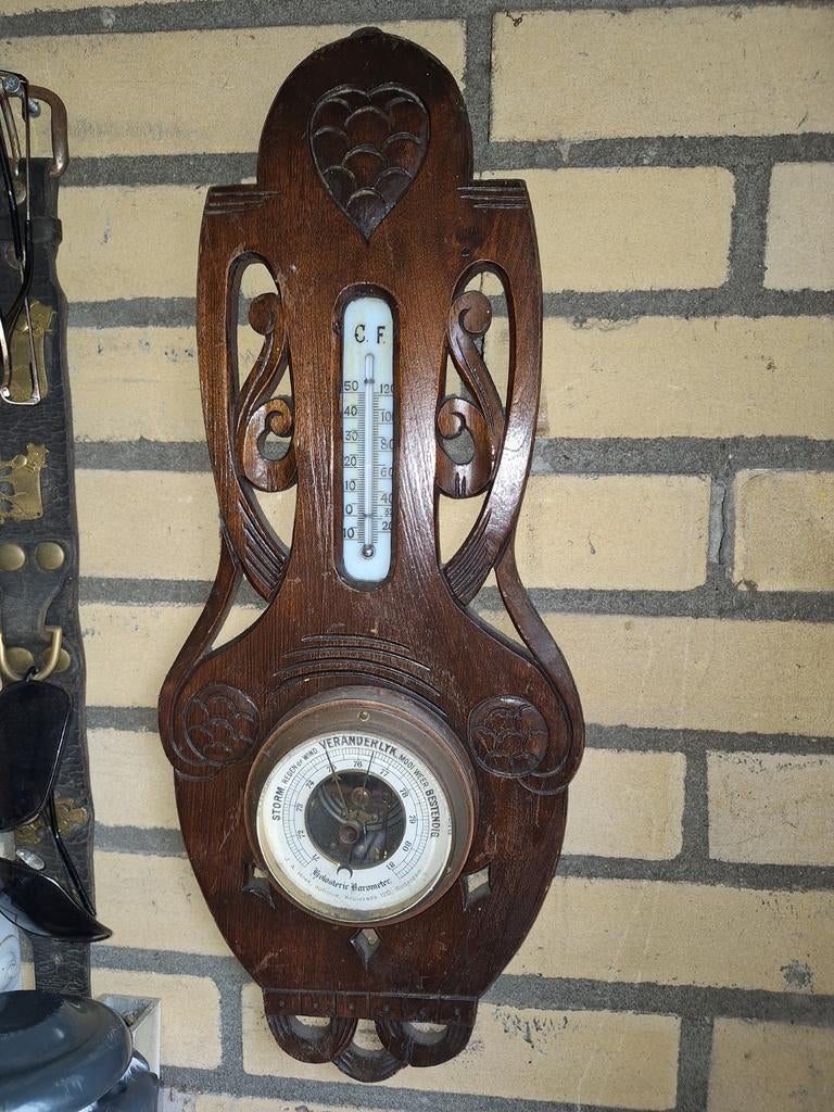 Antieke Barometer met Thermometer - Uitstekende Staat, Ophalen of Verzenden, Zo goed als nieuw, Barometer