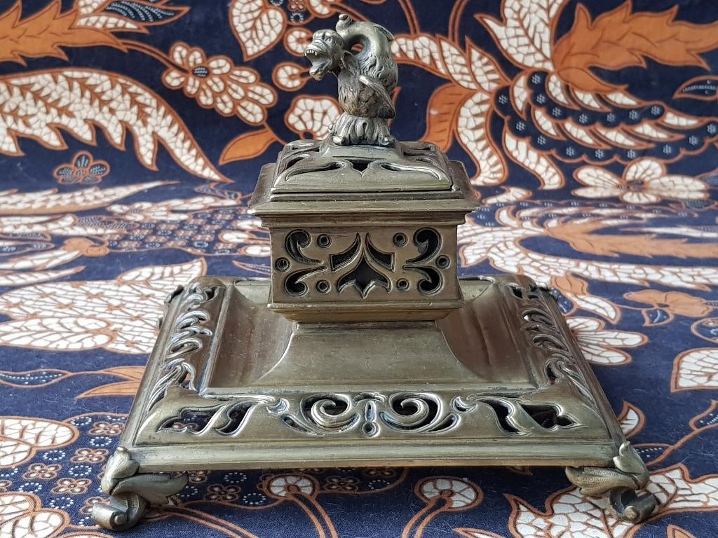 Mooie grote antieke inktpot uit Engeland 15 cm. uit 1850., Ophalen of Verzenden, Koper
