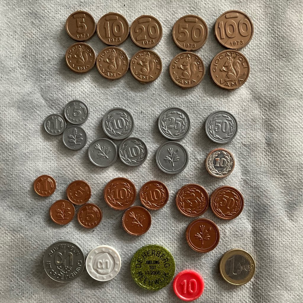 Oude Plastic Geld Muntjes ... Div, Ophalen, Gebruikt