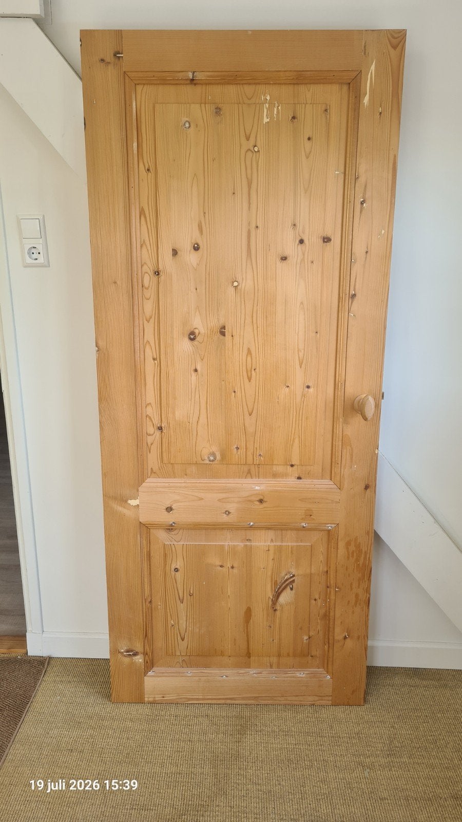 Authentieke stompe binnendeur 198x83 cm, Doe-het-zelf en Verbouw, Deuren en Horren, Ophalen, Gebruikt, 80 tot 100 cm, Binnendeur
