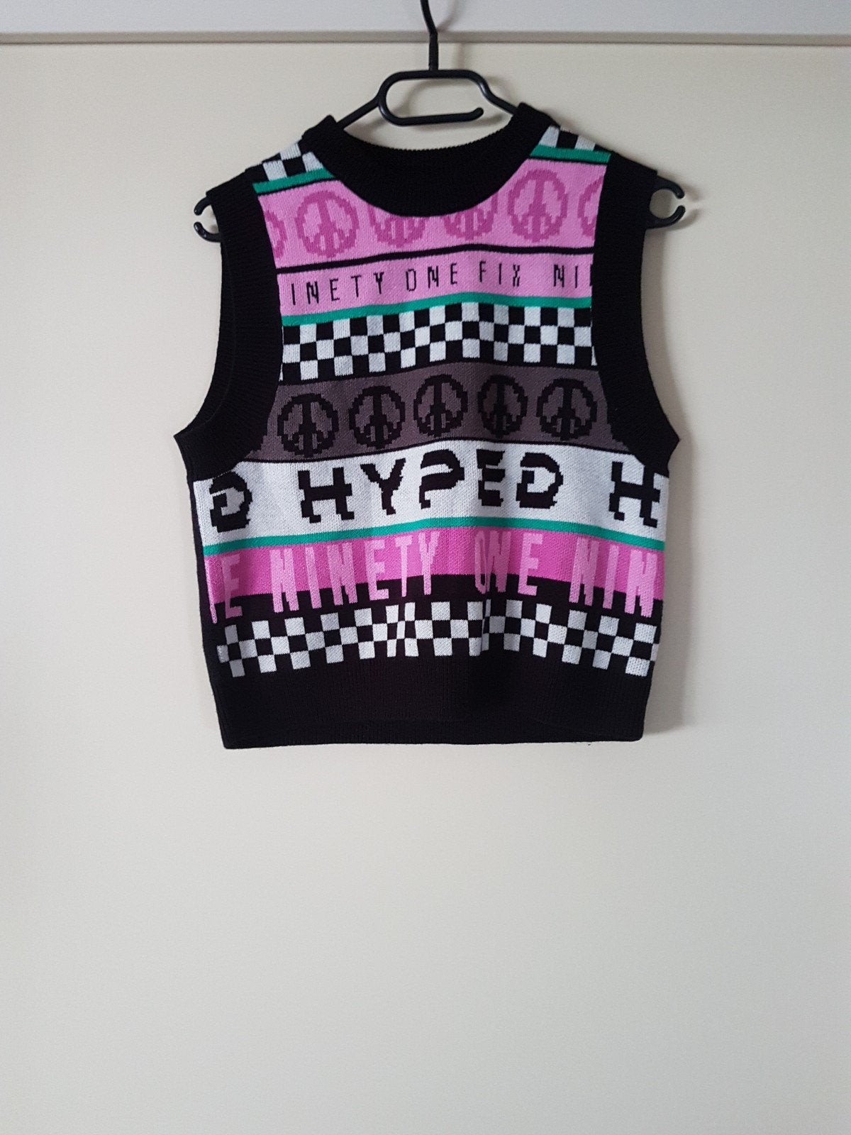 spencer zwart met opdruk maat XS, Kleding | Dames, Verzenden, Zwart, Zonder mouw, Maat 34 (XS) of kleiner