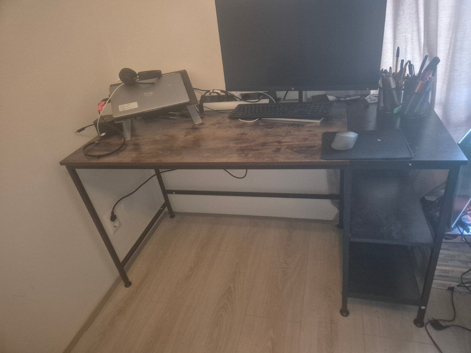 Bureau 140x60 met opbergruimte - Ideaal voor thuiswerkplek, Gebruikt, Metaal, Ophalen of Verzenden, Computerbureau