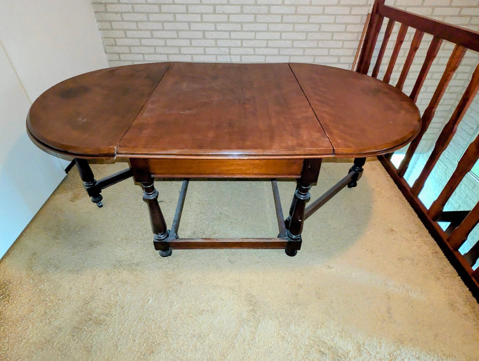 Antieke Engelse gate leg tafel, Huis en Inrichting, Ophalen, Gebruikt, Eikenhout, 50 tot 100 cm