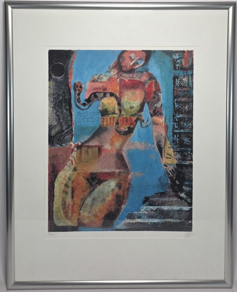 708. Zeefdruk, Astrid Engels – "Songs of Eva", 20e eeuw, Antiek en Kunst, Kunst | Litho's en Zeefdrukken, Ingelijst, Ophalen, Portret en Figuren