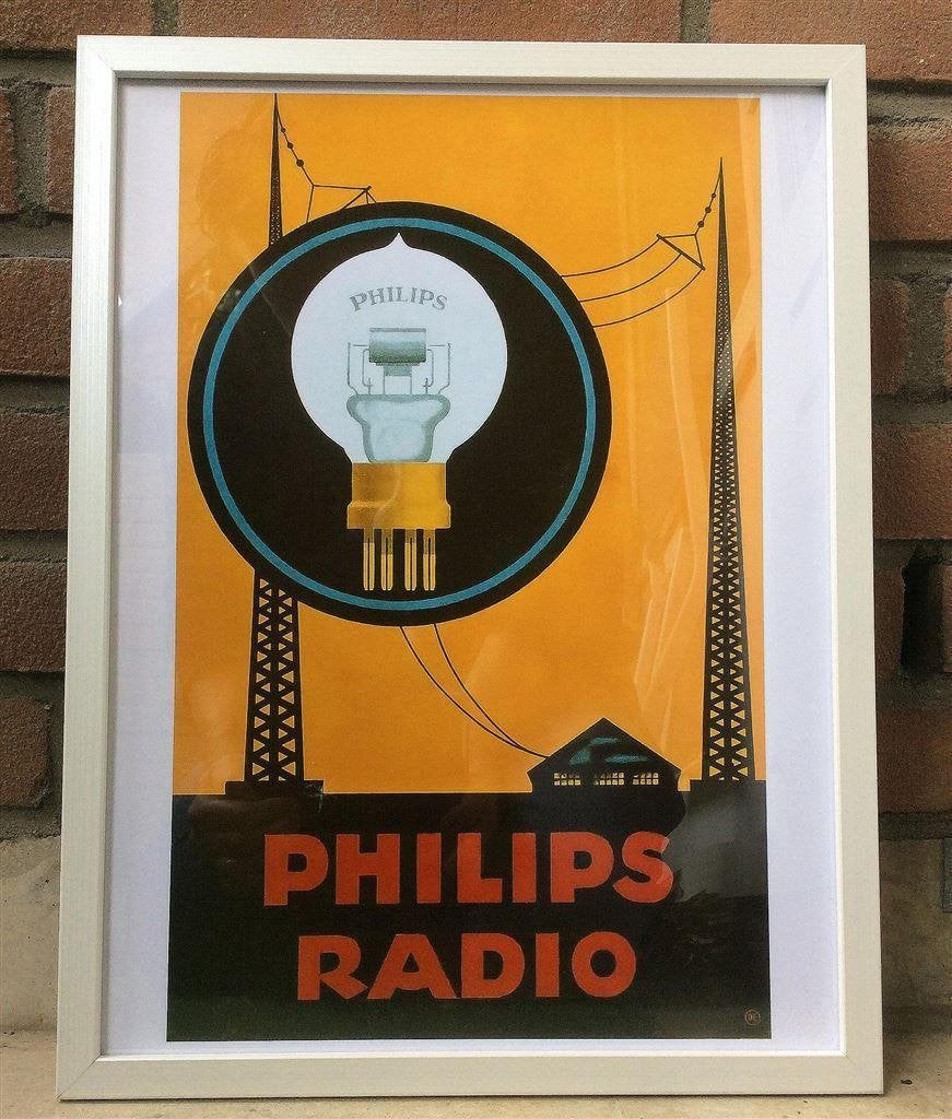 [Poster in Frame] Retro PHILIPS Radio Reclame advertentie, Verzamelen, Verzenden, Nieuw, Reclamebord