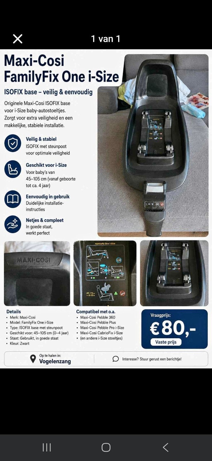 Maxi-Cosi FamilyFix One i-Size ISOFIX Base, Kinderen en Baby's, Autostoeltjes, Ophalen of Verzenden