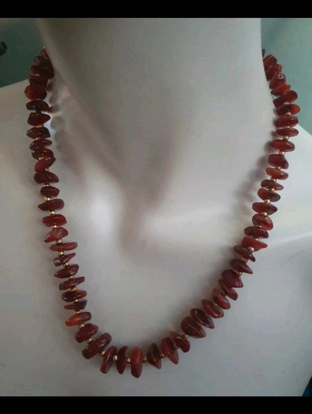 Vintage ketting Carneool, Ophalen of Verzenden, Zo goed als nieuw, Oranje, Overige materialen