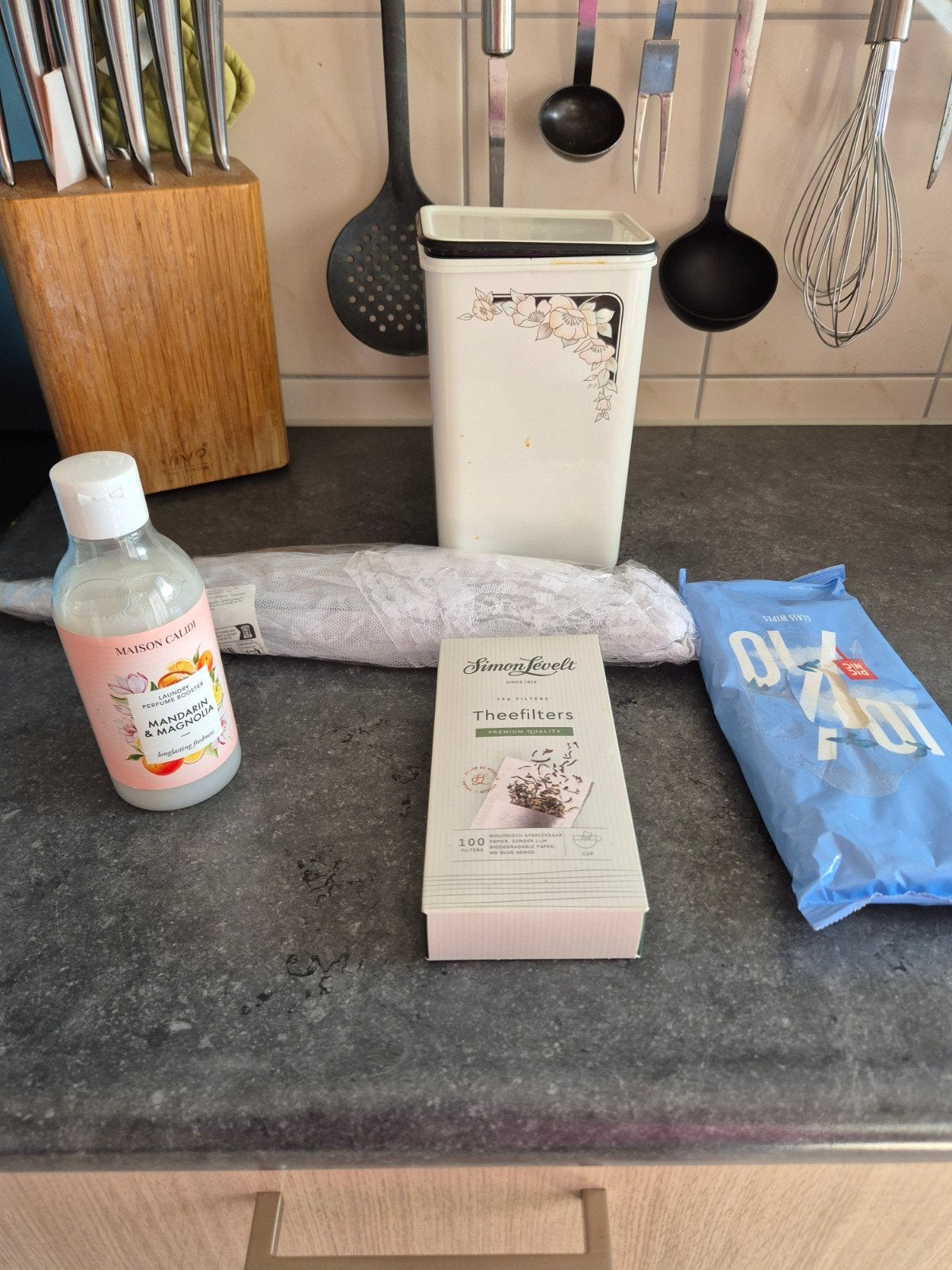 Vintage voorraadbus met bloemmotief, Huis en Inrichting, Keuken | Keukenbenodigdheden, Ophalen, Gebruikt, Kunststof, Voorraadpot