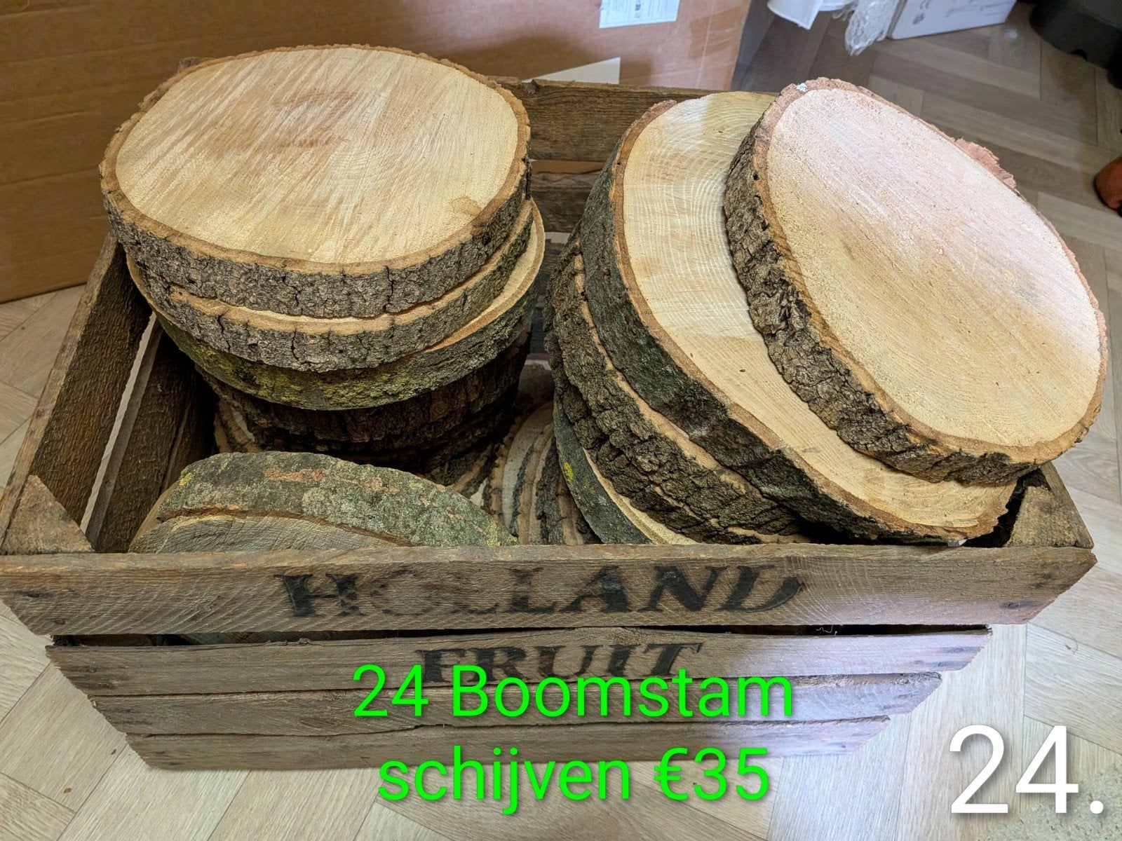 19 Boomstamschijven - Decoratie/Onderzetters, Huis en Inrichting, Hout, Gebruikt, Ophalen of Verzenden, Landelijk