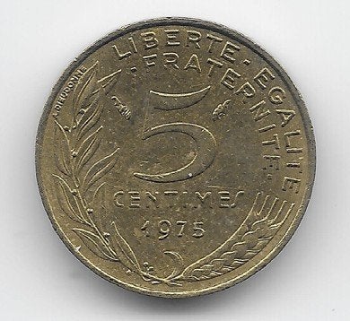 Frankrijk 5 centimes 1975 KM# 933, Ophalen of Verzenden, Frankrijk, Losse munt