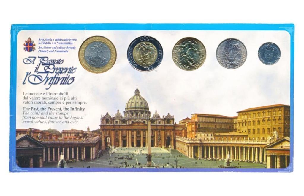 Vaticaanstad Lire-muntset Paus Johannes Paulus II met postze