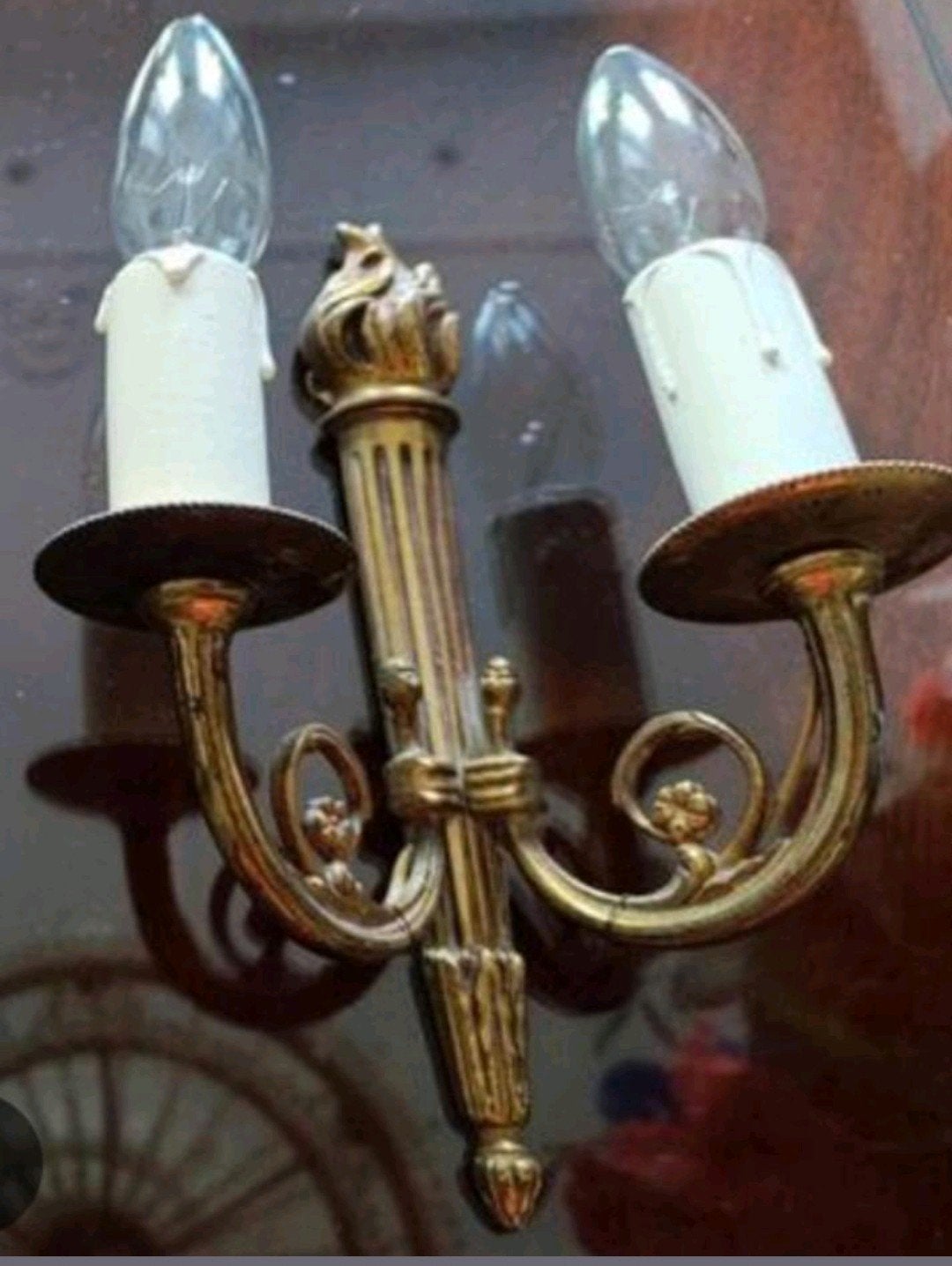 Antieke Franse vergulde messing lampen 2 sets., Ophalen of Verzenden