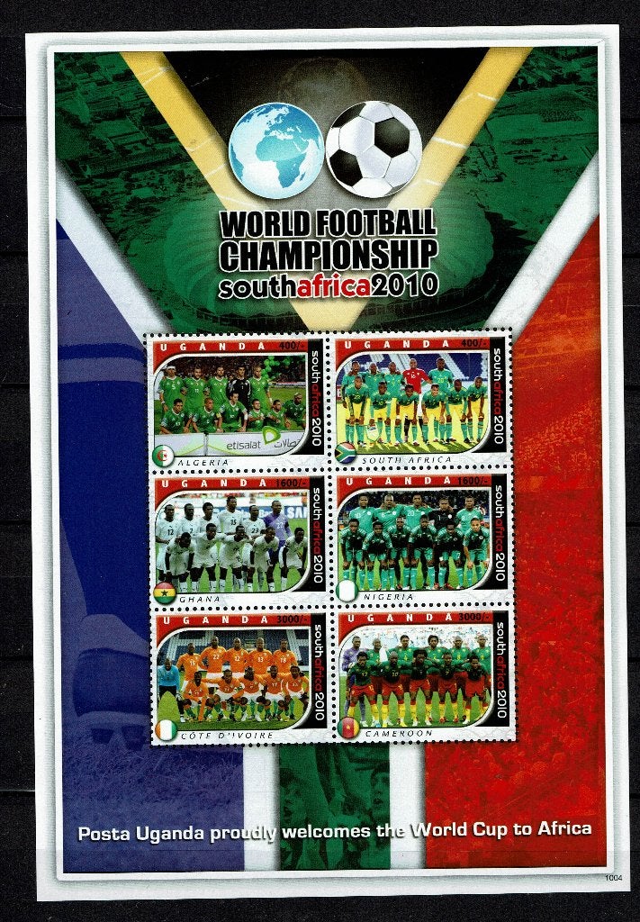 UGANDA 2010 PF BLOK VOETBAL SOCCER SPORT, Ophalen of Verzenden, Postfris, Sport