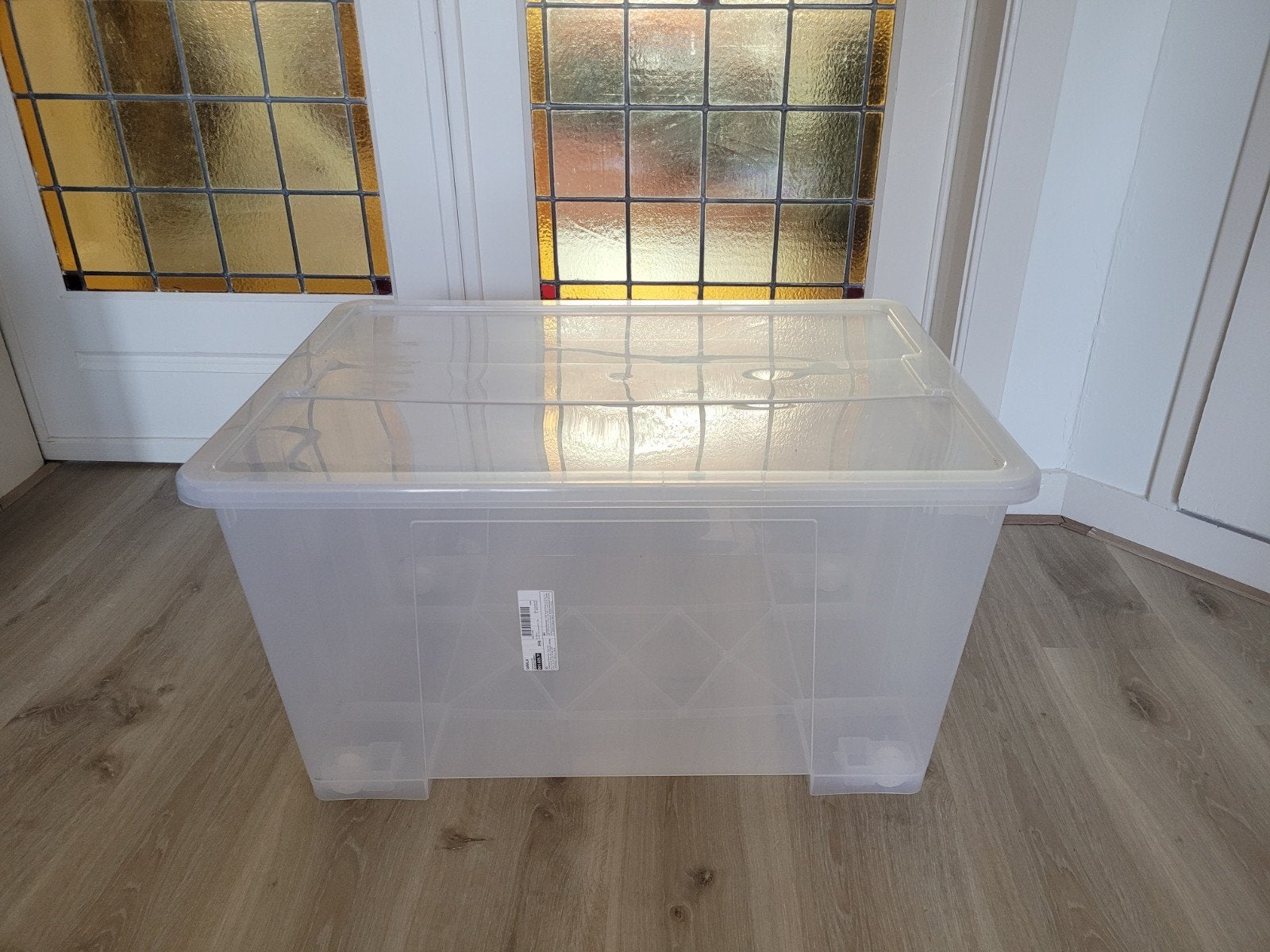 IKEA SAMLA opbergbox met deksel en wielen, 130L, Ophalen, Gebruikt, Kunststof