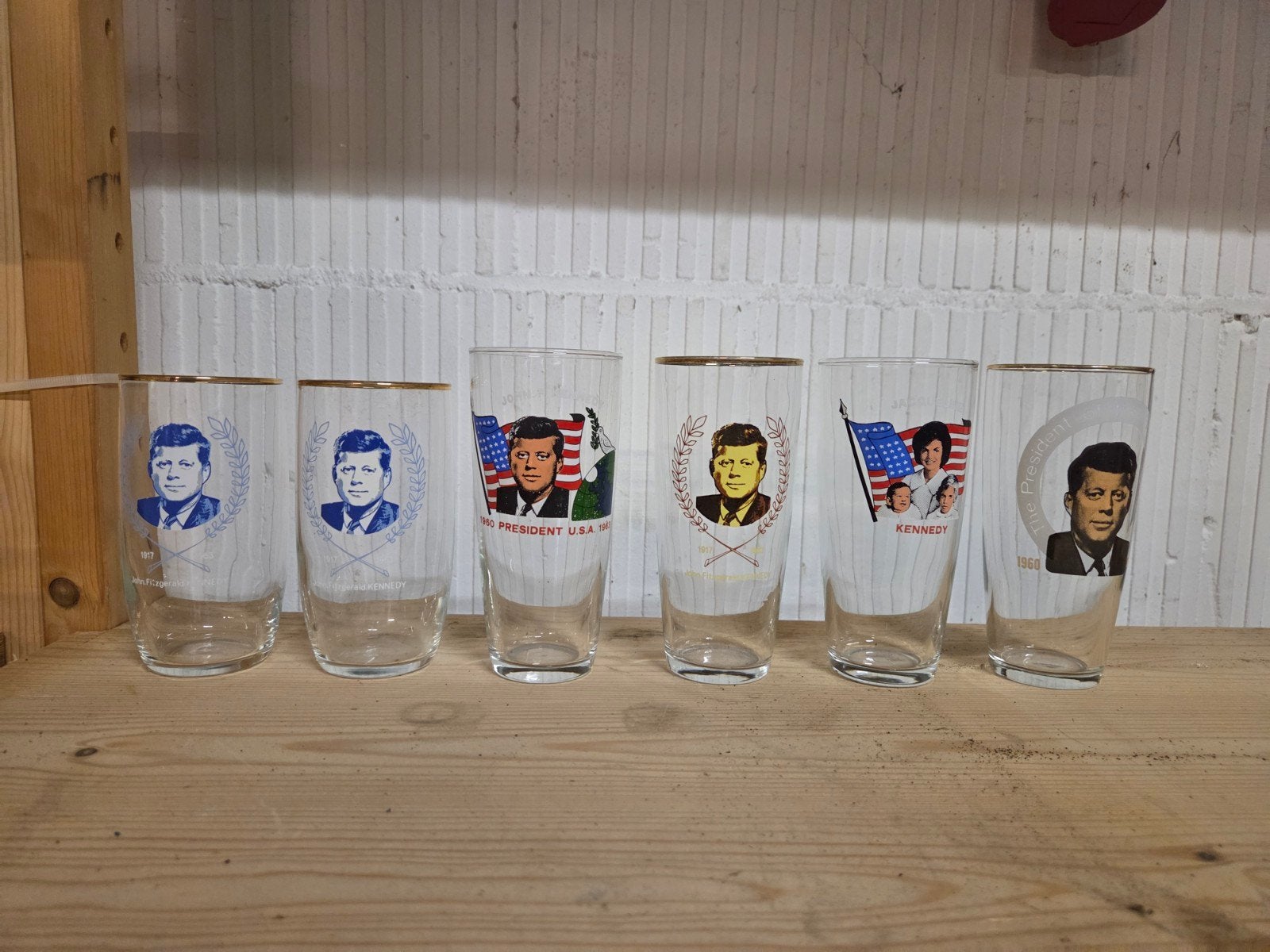 6 glazen JFK, Verzenden, Zo goed als nieuw, Gebruiksvoorwerp