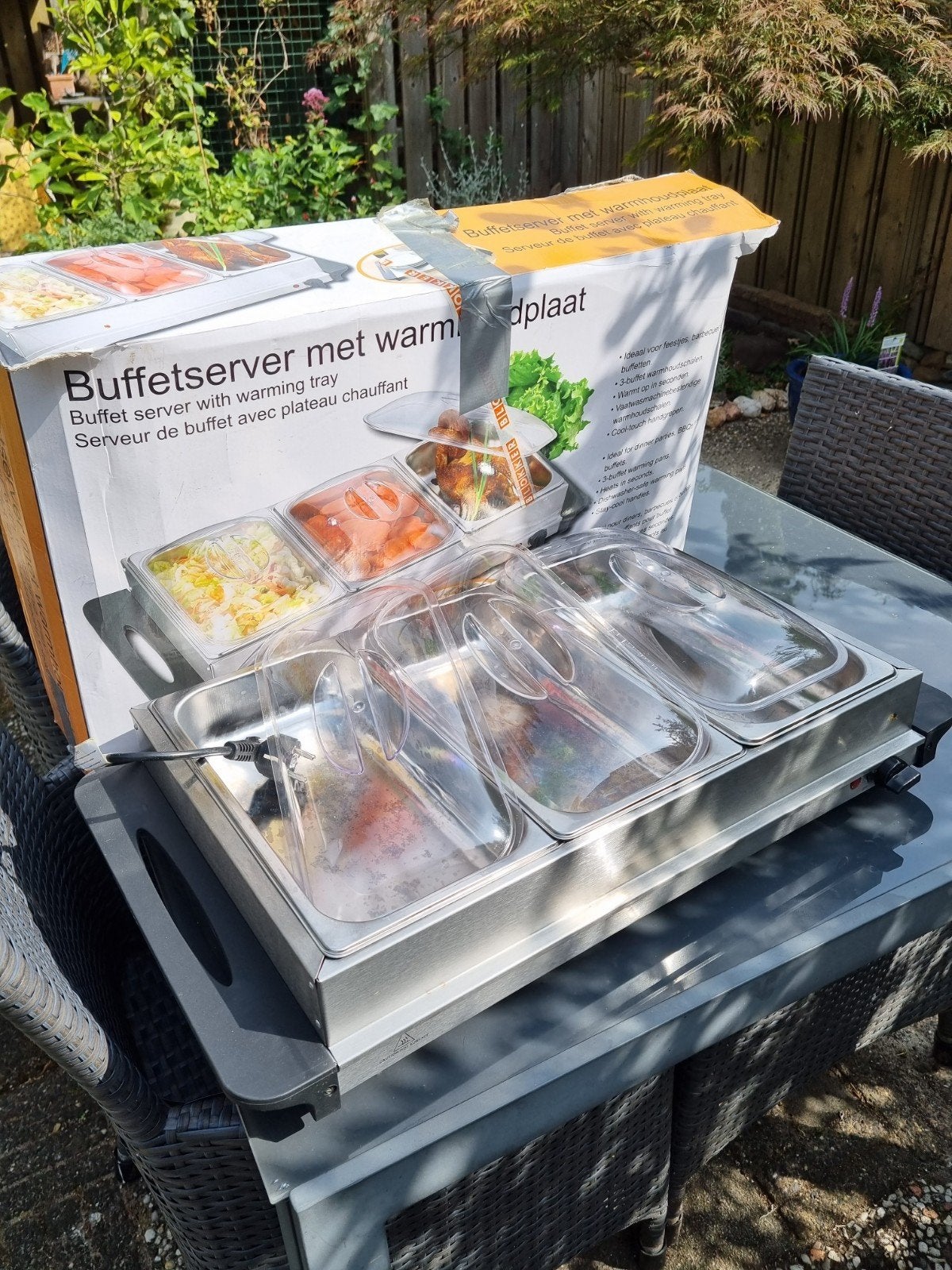 Buffetserver met warmhoudplaat - Ideaal voor feesten, Ophalen, Gebruikt