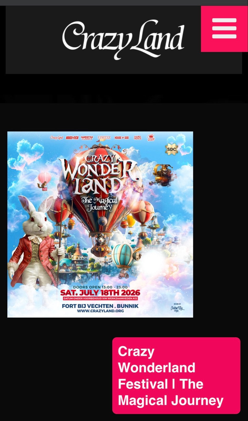 Crazy Wonderland Festival 2026 2x, Tickets en Kaartjes, Evenementen en Festivals, Twee personen