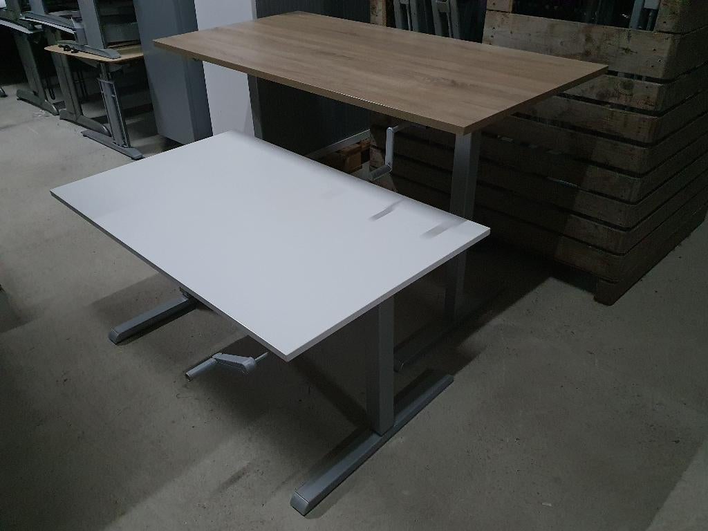 Zit-sta bureau (met originele of nieuwe bladen) 30 beschikba, Zit-sta bureau, VST, In hoogte verstelbaar, Ophalen of Verzenden