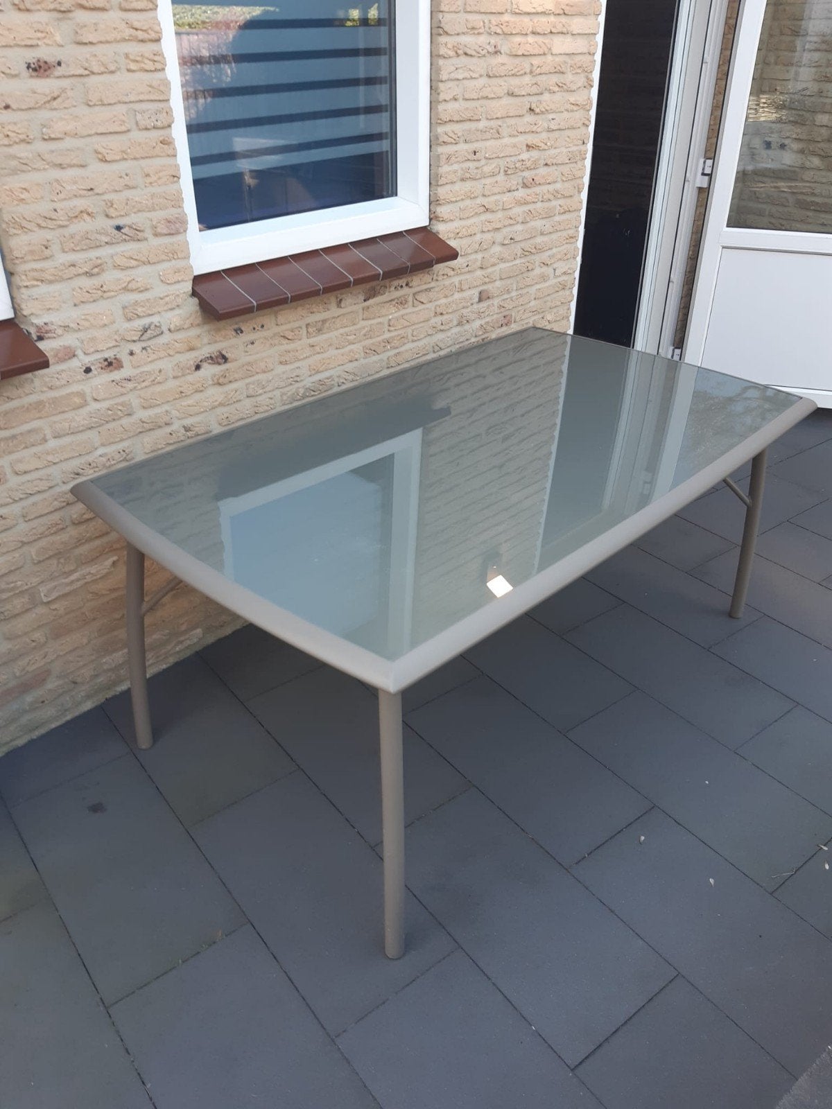 Tuin-/balkontafel met glazen blad, Ophalen of Verzenden