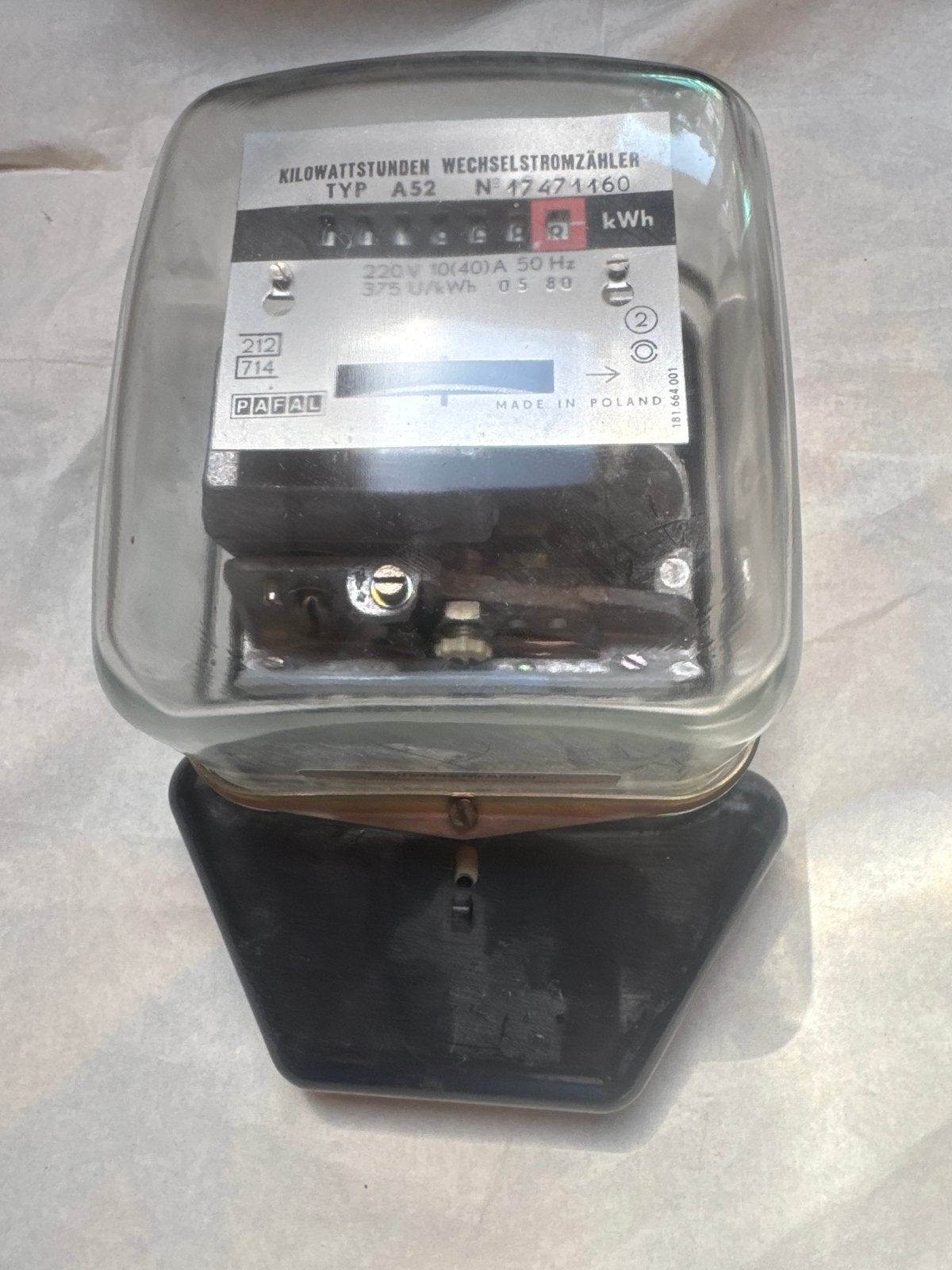 Vintage Kilowattuurmeter PAFAL A52 - Made in Poland, Ophalen