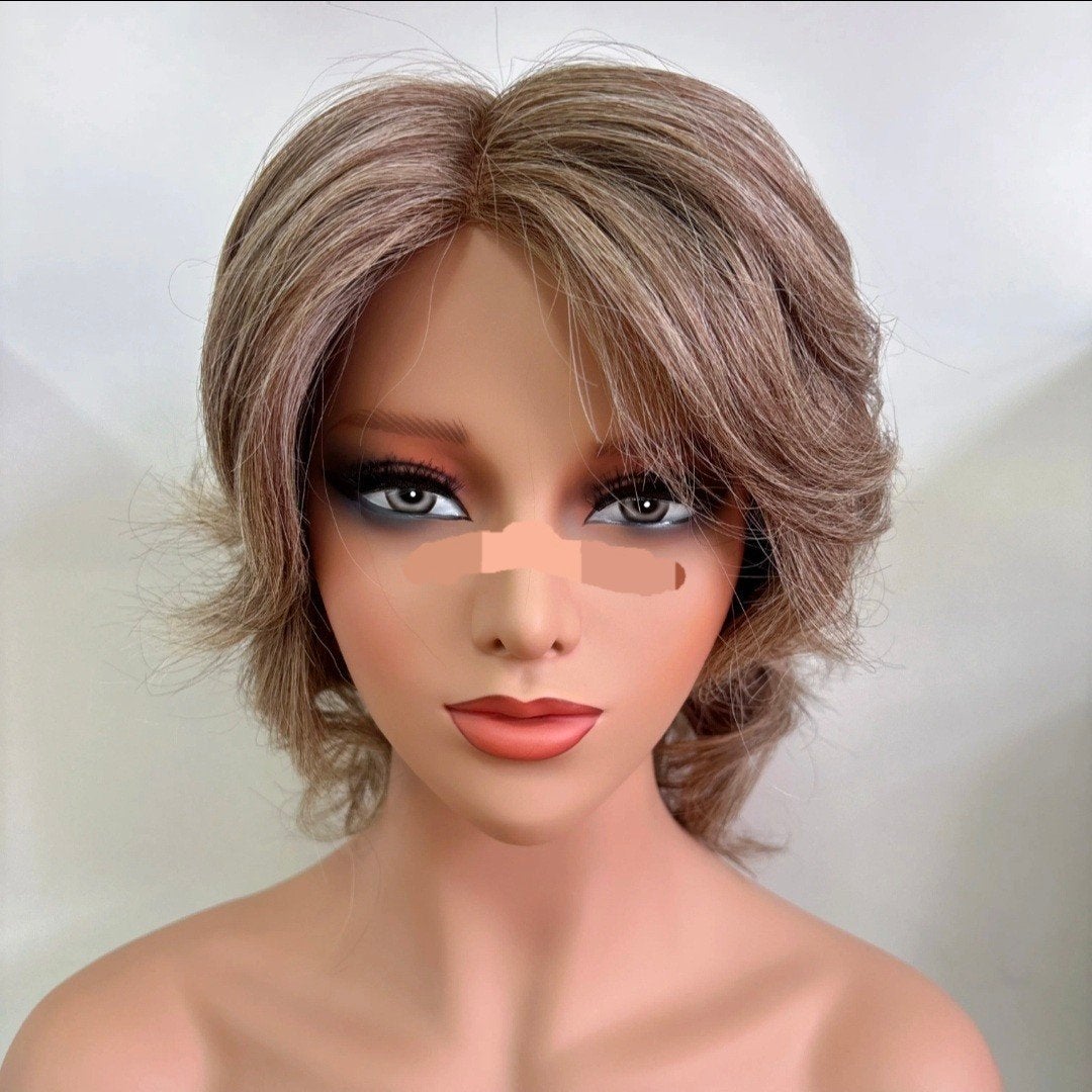 luxe korte pruik / wig van Europees haar, Ophalen of Verzenden, Nieuw, Pruik of Haarverlenging